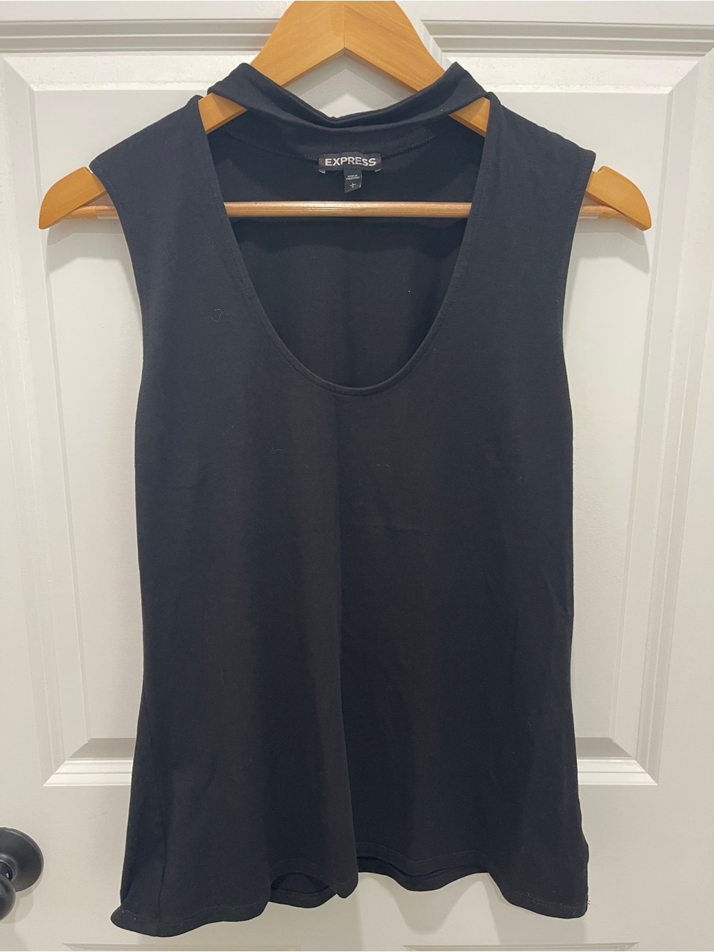 Express Black Sleeveless Tank with Choker Detail